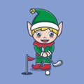 cute christmas elf golf Royalty Free Stock Photo