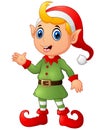 Cute christmas Elf waving hands Royalty Free Stock Photo