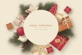 cute christmas frame with decorative elements vector illustration Royalty Free Stock Photo