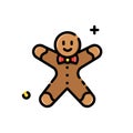 Cute christmas gingerbread man icon color in flat style isolated on white background. Vector illustration Royalty Free Stock Photo