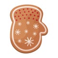 Cute Christmas gingerbread. New Year s gingerbread in the shape of a mitten. Festive pastries. Christmas cookies in the Royalty Free Stock Photo