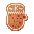 Cute Christmas gingerbread. New Year s gingerbread in the shape of a mitten. Festive pastries. Christmas cookies in the Royalty Free Stock Photo