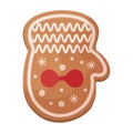 Cute Christmas gingerbread. New Year s gingerbread in the shape of a mitten. Festive pastries. Christmas cookies in the Royalty Free Stock Photo