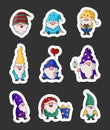 Cute Christmas gnome. Sticker Bookmark Royalty Free Stock Photo