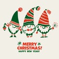Cute Christmas gnomes for postcard, header
