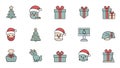 Cute Christmas Holiday Icons Set - Festive Vector Collection Royalty Free Stock Photo