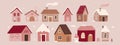 Cute Christmas houses. Sweet homes. Decorated houses town. Royalty Free Stock Photo