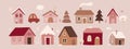 Cute Christmas houses. Winter village. Decorated Houses town. Royalty Free Stock Photo