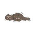Cute christmas lazy sloth vector hand drawing