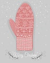 Cute christmas mitten with hearts a