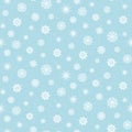 A cute Christmas pattern with snowflakes on a blue background. A quiet winter evening with the family.