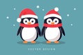 cute christmas penguin couple minimalist vector design AI generated