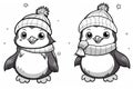 cute christmas penguin outline coloring picture AI generated Royalty Free Stock Photo