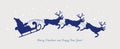 Cute Christmas picture with silhouette of Santa Claus in a sleigh pulled by deer. Royalty Free Stock Photo