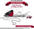 Cute christmas with red bird and pen for graphics tablet Royalty Free Stock Photo
