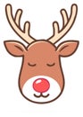 Cute Christmas Reindeer Head with Red Nose Vector Illustration Royalty Free Stock Photo