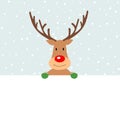 Cute Christmas reindeer holding a blank banner Royalty Free Stock Photo