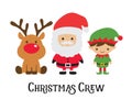 Cute Christmas Santa Claus, Reindeer and Elf.