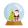 cute christmas santa claus in sphere snow Royalty Free Stock Photo