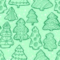 Cute Christmas seamless pattern with Christmas tree and decorat Royalty Free Stock Photo