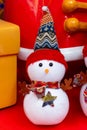 a cute Christmas snowman at vertical composition Royalty Free Stock Photo