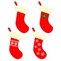Cute Christmas socks set. Cartoon vector illustration for kids Royalty Free Stock Photo