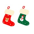 Cute Christmas Socks set illustration, vector Royalty Free Stock Photo