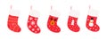 Cute Christmas Socks set. Vector cartoon Illustration Royalty Free Stock Photo