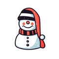 Cute Christmas sticker happy snowman. transparent background version available