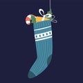 Cute christmas stocking full of small gifts