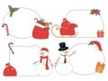 Cute Christmas tag with Christmas elements, Christmas theme line art doodle cartoon illustration