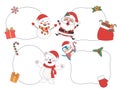 Cute Christmas tag with Christmas elements, Christmas theme line art doodle cartoon illustration