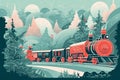 Cute Christmas train goes through fantastic winter forest Royalty Free Stock Photo