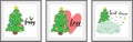 Cute Christmas tree set of posters for nursery baby room decoration Childish style Perfect for fabric print logo sign cards banner