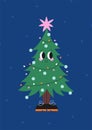 Cute Christmas Tree sharp branches with a decorations