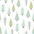 Cute Christmas trees seamless pattern