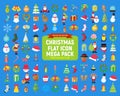 Cute Christmas Vector Graphic Flat Icon Mega Pack Royalty Free Stock Photo