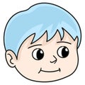 Cute chubby boy head emoticon. doodle icon image