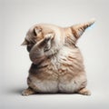 Cute chubby cat dab dance, Generative AI Royalty Free Stock Photo