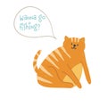 Cute chubby cat wanna go fishing sticker for social media