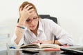 Cute chubby girl preparing for exams Royalty Free Stock Photo