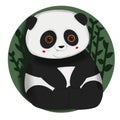cute chubby panda sitting in bamboo branches Royalty Free Stock Photo