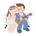cute chubby wedding couple playing guitar Royalty Free Stock Photo