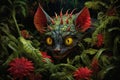 Cute chupacabra in the jungle forest going to suck blood from livestock. Contemporary folklore public domain character