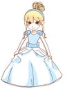 Cute cinderella blue dress.vector illustration white background