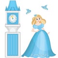 Cute Cinderella and Clock Tower