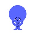 Cute circle character, ashamed guilty embarrassed emotion, face expression. Confused geometric figure feeling shame. Shy