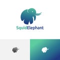 Cute Circle Squid Octopus Elephant Animal Wildlife Logo Royalty Free Stock Photo