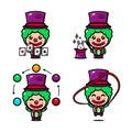 Cute circus clown character design themed circus show