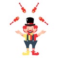 Cute Circus clown Juggler performs Royalty Free Stock Photo